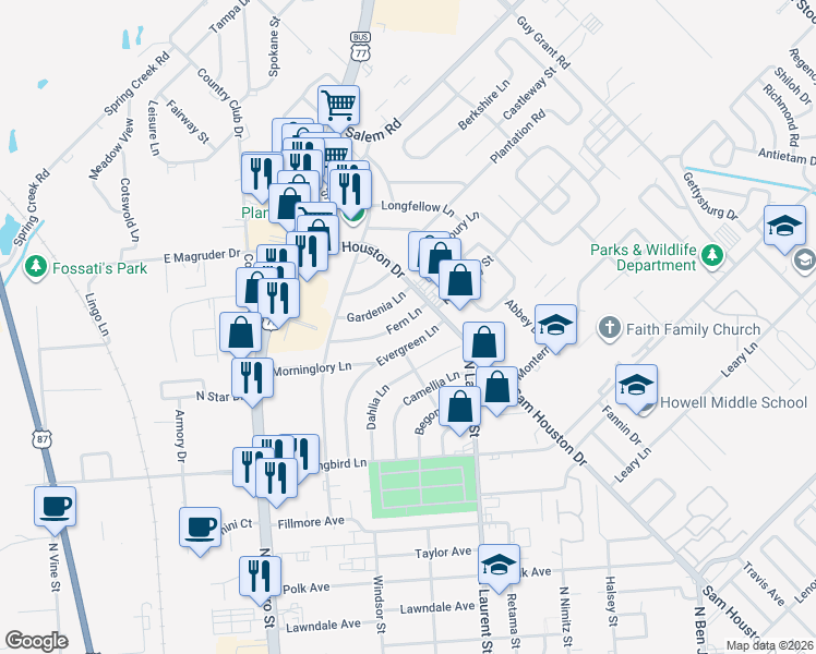 map of restaurants, bars, coffee shops, grocery stores, and more near 909 Fern Lane in Victoria