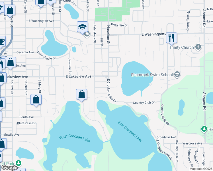 map of restaurants, bars, coffee shops, grocery stores, and more near 1391 Lake Nettie Court in Eustis