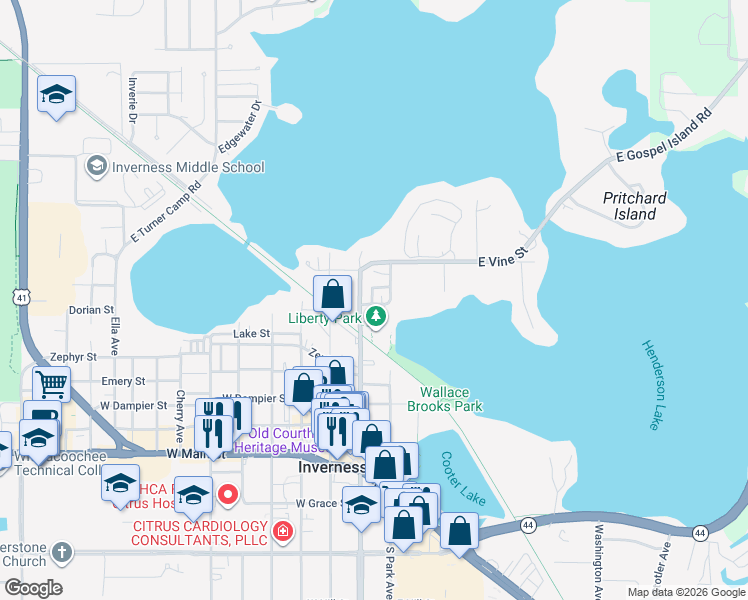 map of restaurants, bars, coffee shops, grocery stores, and more near 475-499 North Park Avenue in Inverness