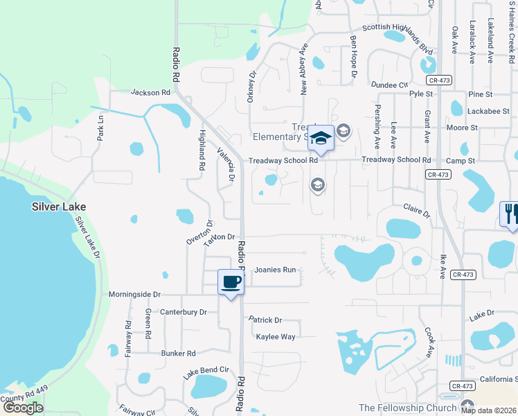 map of restaurants, bars, coffee shops, grocery stores, and more near 33849 Emerald Pond Loop in Leesburg