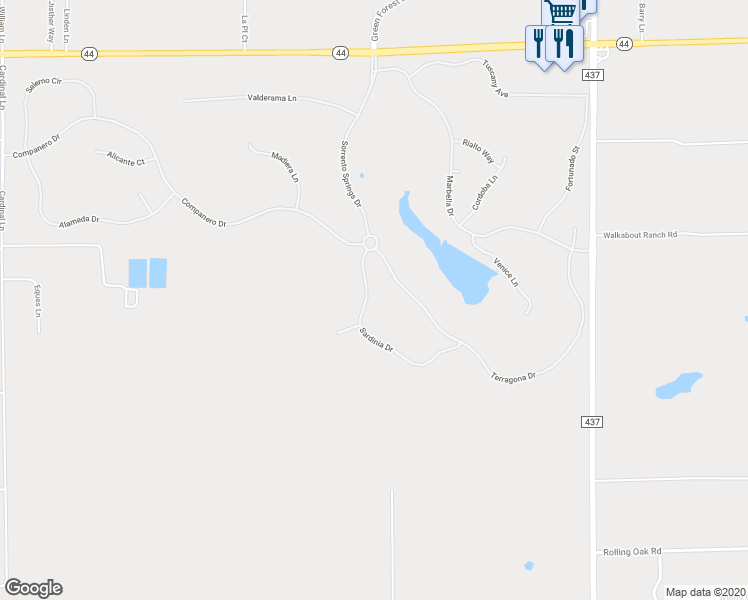 map of restaurants, bars, coffee shops, grocery stores, and more near 23837 Sardinia Drive in Sorrento