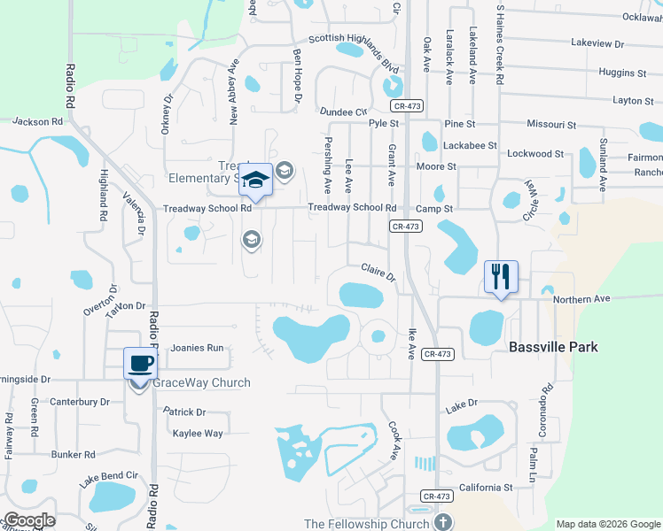map of restaurants, bars, coffee shops, grocery stores, and more near 10731 Claire Drive in Leesburg