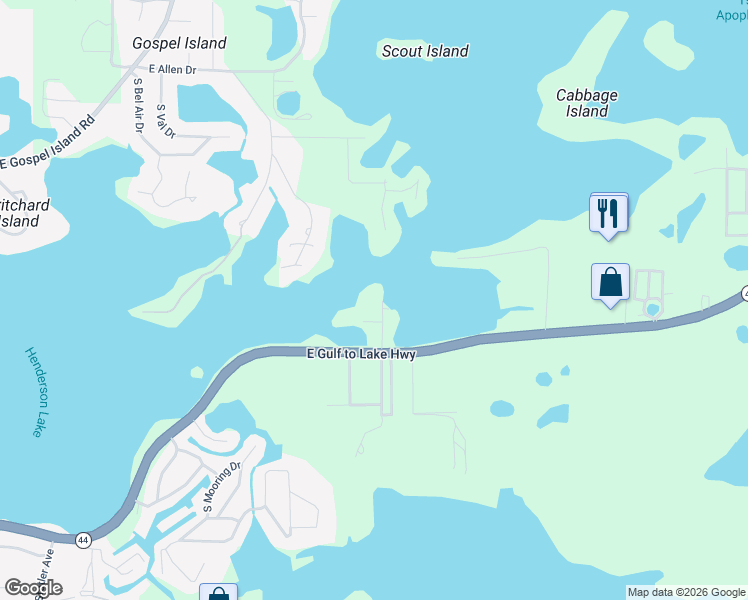 map of restaurants, bars, coffee shops, grocery stores, and more near 1447 South Homestead Point in Inverness