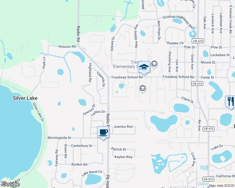 map of restaurants, bars, coffee shops, grocery stores, and more near 33849 Emerald Pond Loop in Leesburg