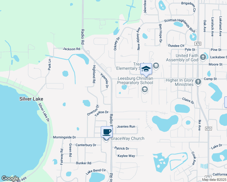 map of restaurants, bars, coffee shops, grocery stores, and more near 33923 Emerald Pond Loop in Leesburg