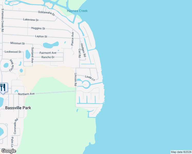 map of restaurants, bars, coffee shops, grocery stores, and more near 33923 Linda Lane in Leesburg