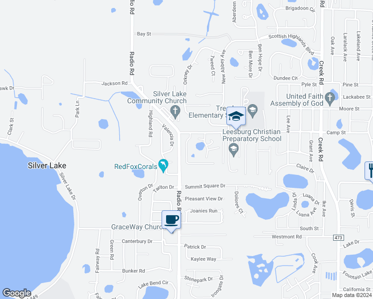 map of restaurants, bars, coffee shops, grocery stores, and more near 33928 Emerald Pond Loop in Leesburg