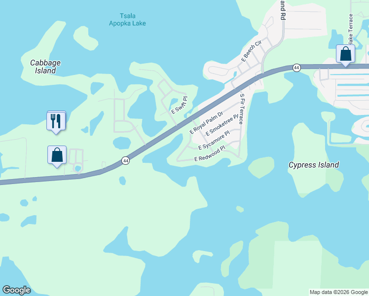 map of restaurants, bars, coffee shops, grocery stores, and more near 9115 East Royal Palm Drive in Inverness