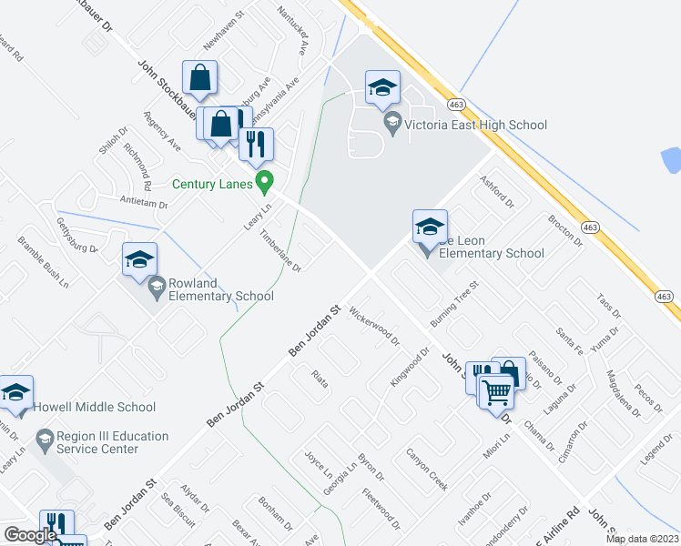 map of restaurants, bars, coffee shops, grocery stores, and more near 2901 John Stockbauer Drive in Victoria