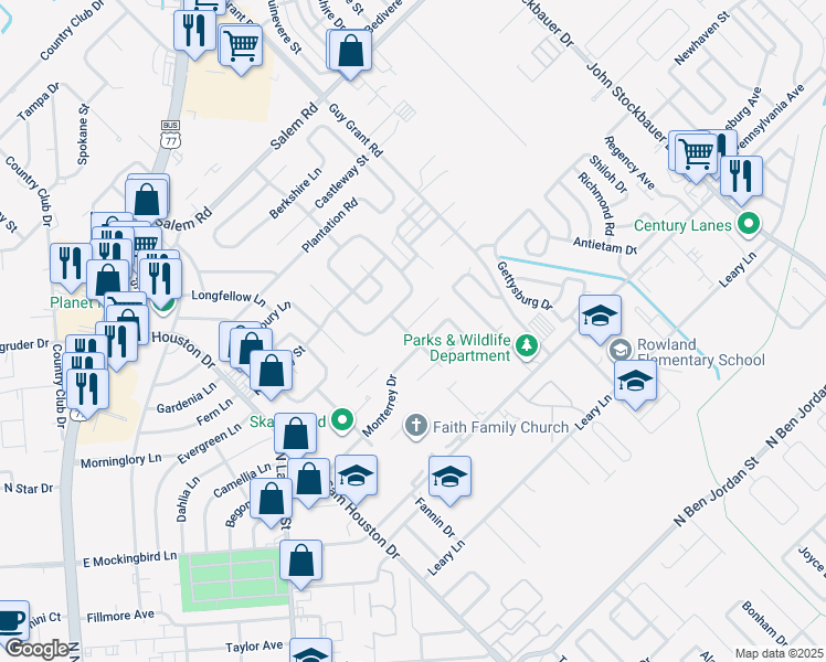 map of restaurants, bars, coffee shops, grocery stores, and more near 102 Deerwood Drive in Victoria