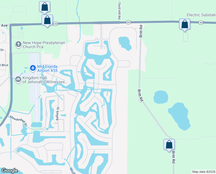 map of restaurants, bars, coffee shops, grocery stores, and more near 2358 Wakefield Way in Mount Dora