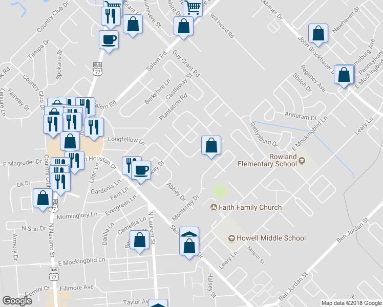 map of restaurants, bars, coffee shops, grocery stores, and more near 112 Yorkshire Lane in Victoria