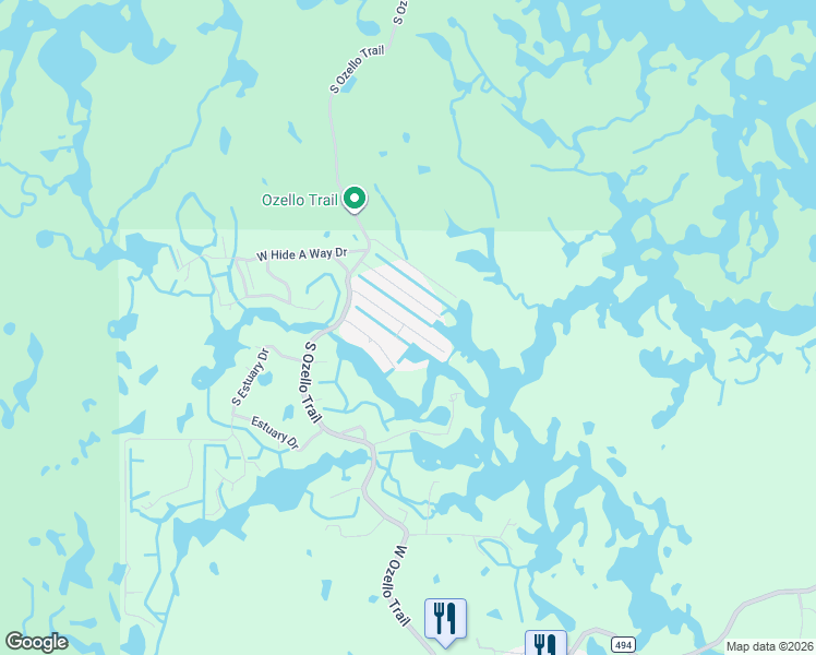 map of restaurants, bars, coffee shops, grocery stores, and more near 14301 West Seashell Court in Crystal River