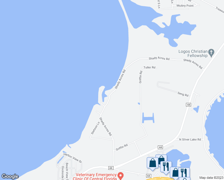 map of restaurants, bars, coffee shops, grocery stores, and more near 33911 Shady Acres Road in Leesburg