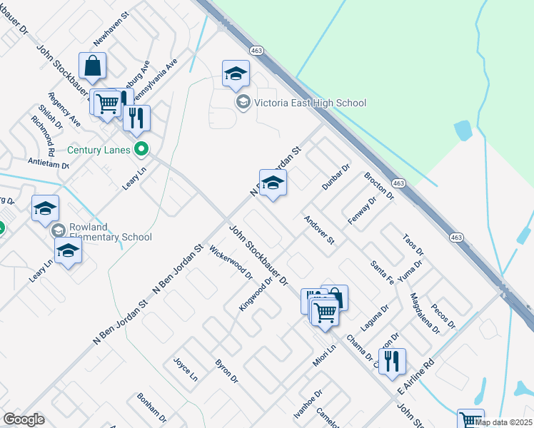 map of restaurants, bars, coffee shops, grocery stores, and more near 119 Northampton Circle in Victoria