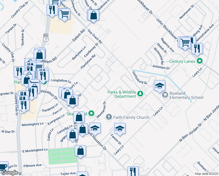 map of restaurants, bars, coffee shops, grocery stores, and more near 102 Deerwood Drive in Victoria