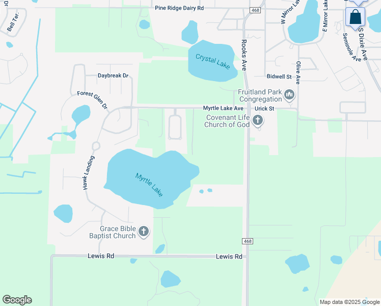 map of restaurants, bars, coffee shops, grocery stores, and more near 34012 Stephenson Lane in Fruitland Park