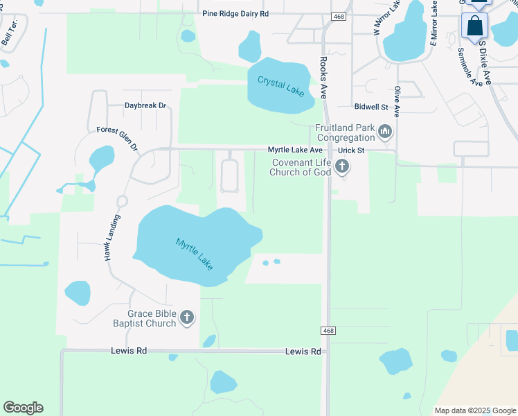 map of restaurants, bars, coffee shops, grocery stores, and more near 34012 Stephenson Lane in Fruitland Park