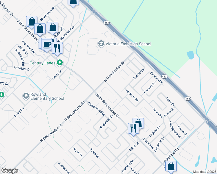 map of restaurants, bars, coffee shops, grocery stores, and more near 119 Northampton Circle in Victoria