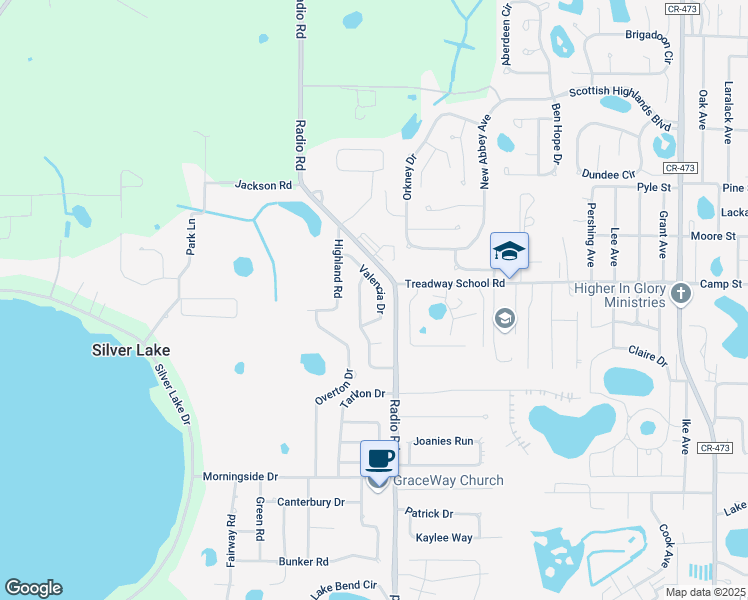 map of restaurants, bars, coffee shops, grocery stores, and more near 33929 Valencia Drive in Leesburg
