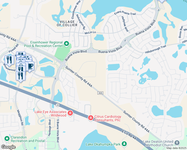 map of restaurants, bars, coffee shops, grocery stores, and more near 6024 Northeast 56th Drive in Wildwood