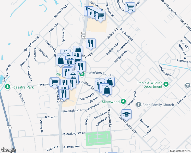 map of restaurants, bars, coffee shops, grocery stores, and more near 203 Canterbury Lane in Victoria