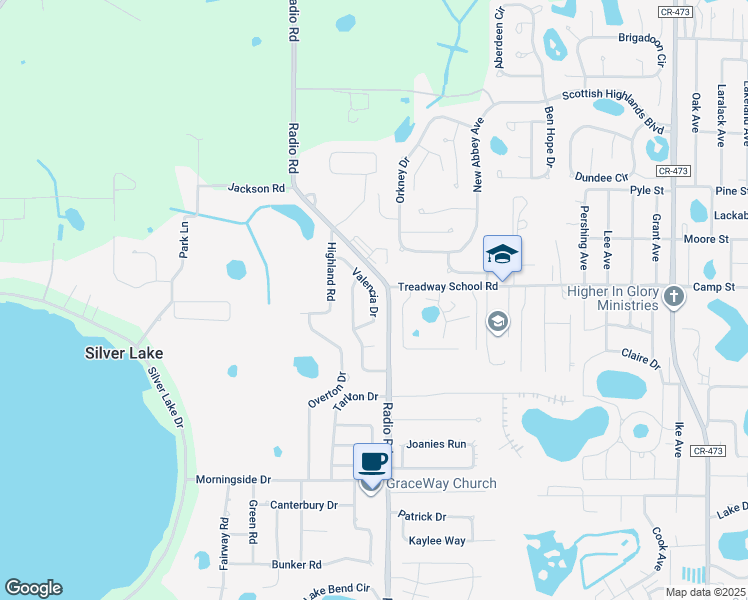 map of restaurants, bars, coffee shops, grocery stores, and more near 33916 Valencia Drive in Leesburg
