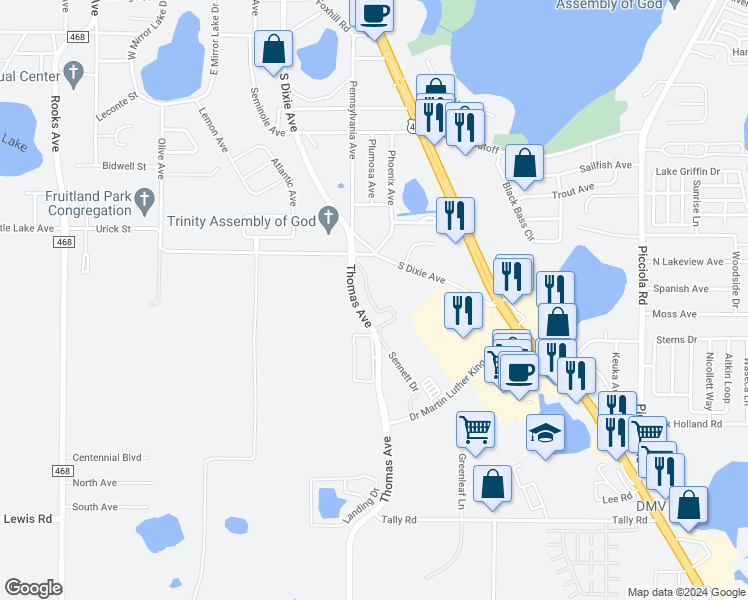 map of restaurants, bars, coffee shops, grocery stores, and more near 2627 Shirleys Way in Leesburg