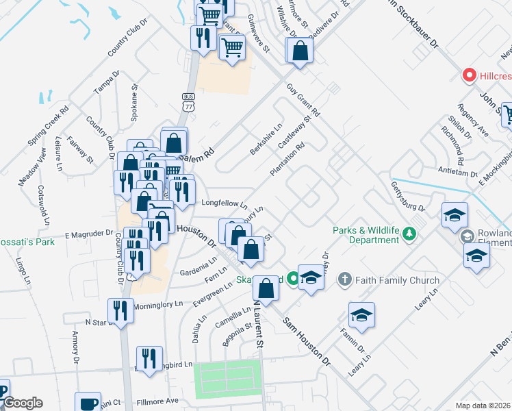 map of restaurants, bars, coffee shops, grocery stores, and more near 403 Salisbury Lane in Victoria