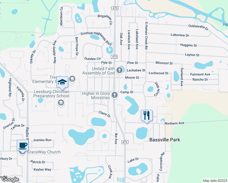 map of restaurants, bars, coffee shops, grocery stores, and more near Creek Road in Leesburg