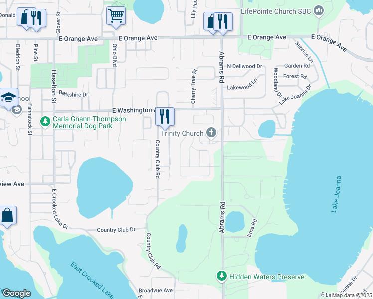 map of restaurants, bars, coffee shops, grocery stores, and more near 864 Vanderbilt Drive in Eustis
