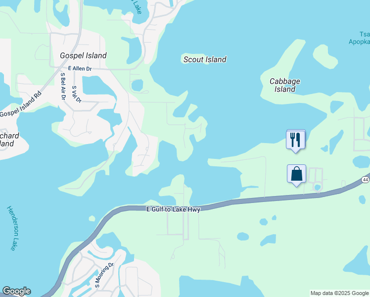 map of restaurants, bars, coffee shops, grocery stores, and more near 1226 South Telephone Point Road in Inverness