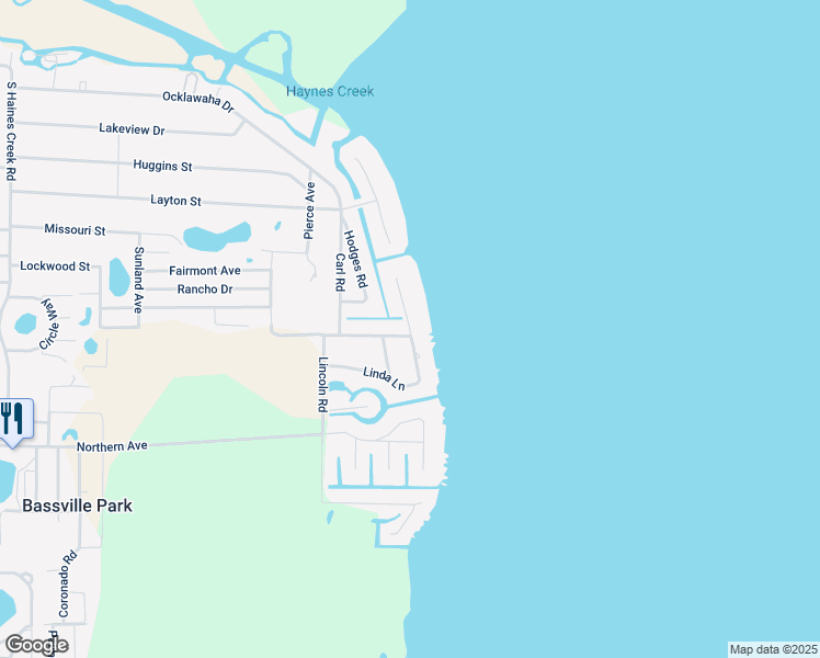 map of restaurants, bars, coffee shops, grocery stores, and more near 34048 Linda Lane in Leesburg