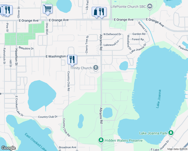 map of restaurants, bars, coffee shops, grocery stores, and more near 917 Vassar Drive in Eustis