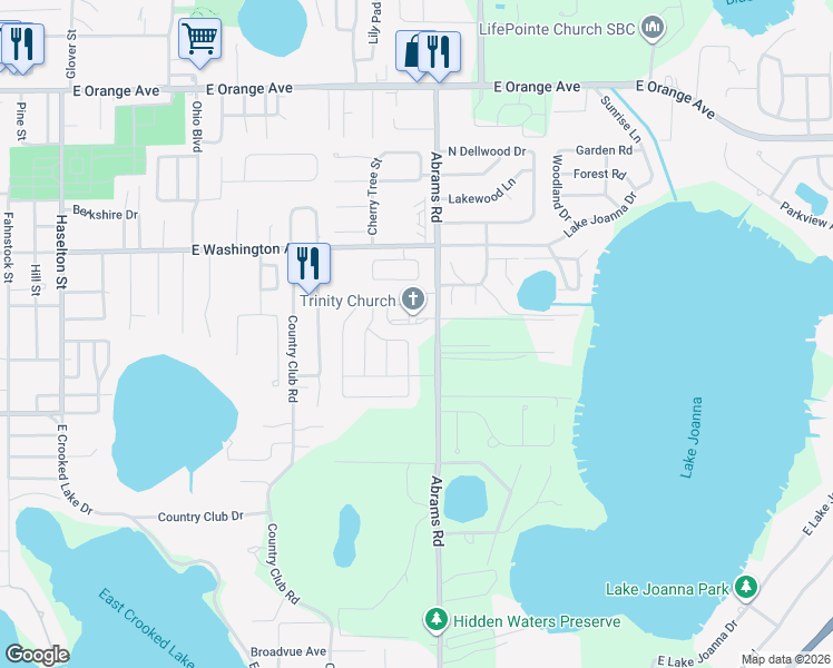 map of restaurants, bars, coffee shops, grocery stores, and more near 929 Vassar Drive in Eustis