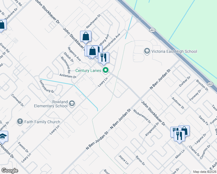 map of restaurants, bars, coffee shops, grocery stores, and more near 202 Timberlane Drive in Victoria