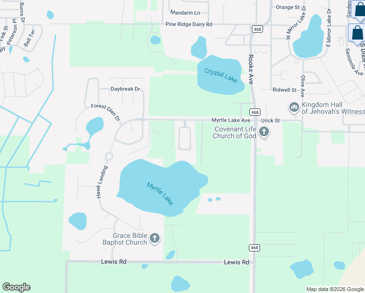 map of restaurants, bars, coffee shops, grocery stores, and more near 1117 Myrtle Breezes Court in Fruitland Park