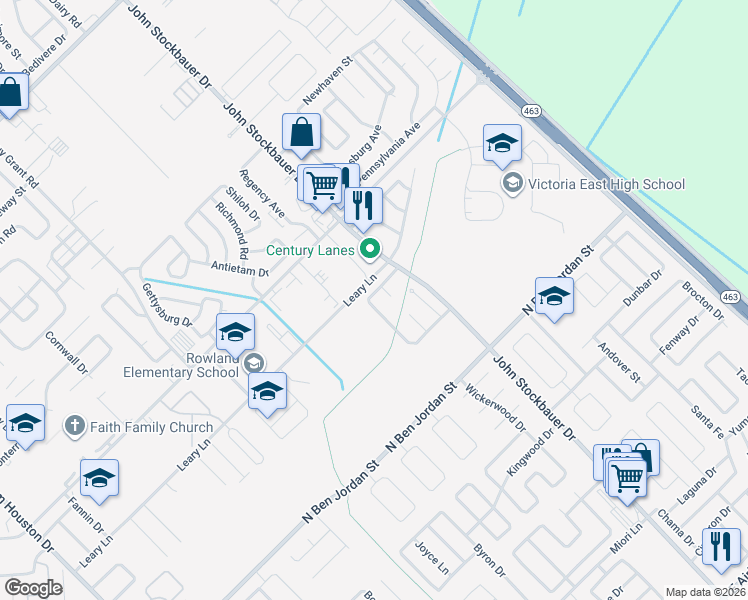 map of restaurants, bars, coffee shops, grocery stores, and more near 202 Timberlane Drive in Victoria