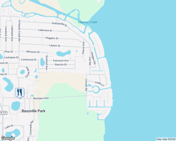 map of restaurants, bars, coffee shops, grocery stores, and more near 34023 Carl Road in Leesburg