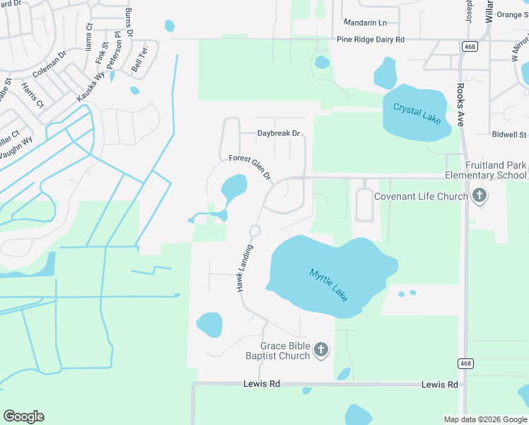 map of restaurants, bars, coffee shops, grocery stores, and more near 1125 Myrtle Lake View Drive in Fruitland Park