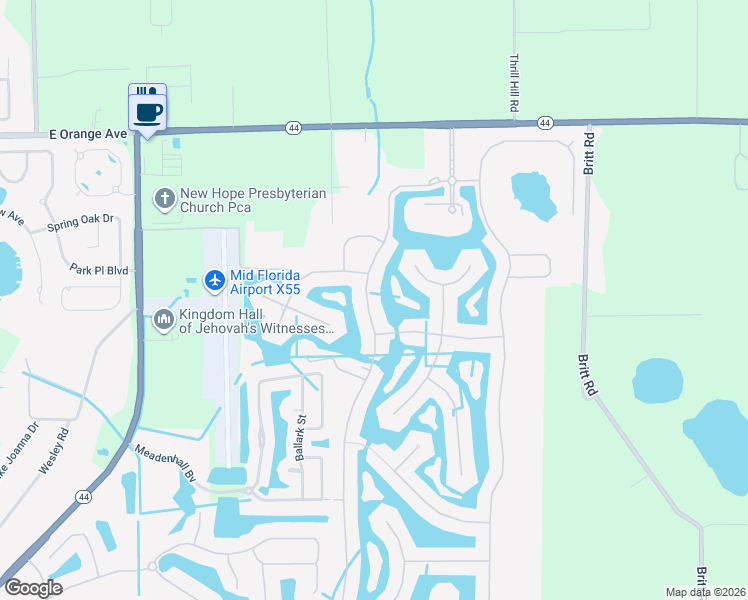 map of restaurants, bars, coffee shops, grocery stores, and more near 8904 Bridgeport Bay Circle in Mount Dora