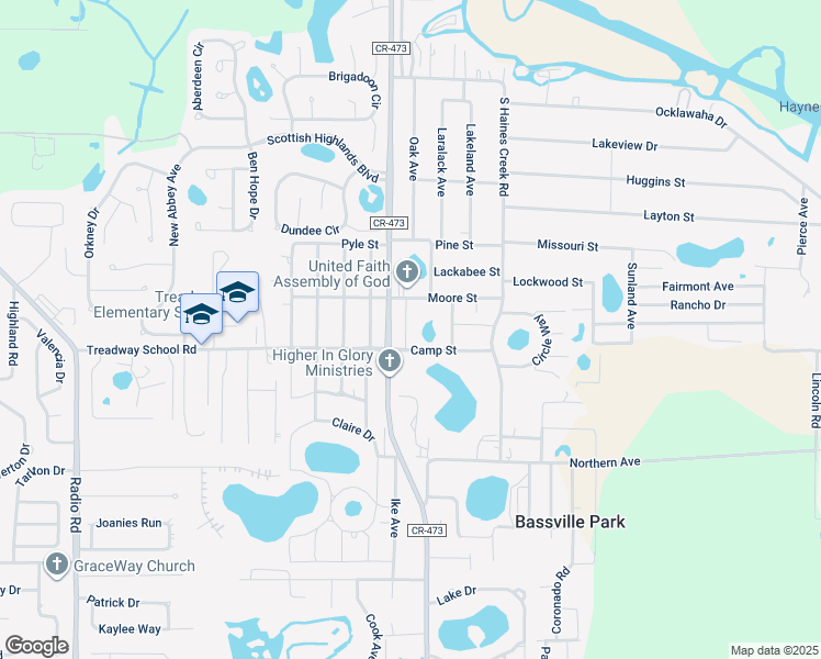 map of restaurants, bars, coffee shops, grocery stores, and more near 34030 Sunset Avenue in Leesburg