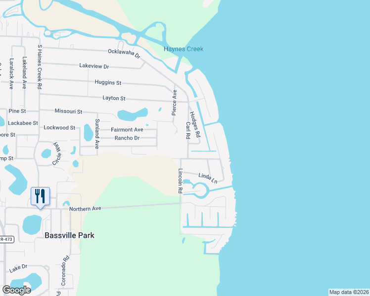 map of restaurants, bars, coffee shops, grocery stores, and more near 34031 Carl Road in Leesburg