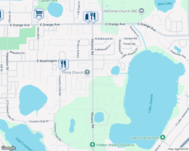 map of restaurants, bars, coffee shops, grocery stores, and more near 710 Kenmoore Court in Eustis