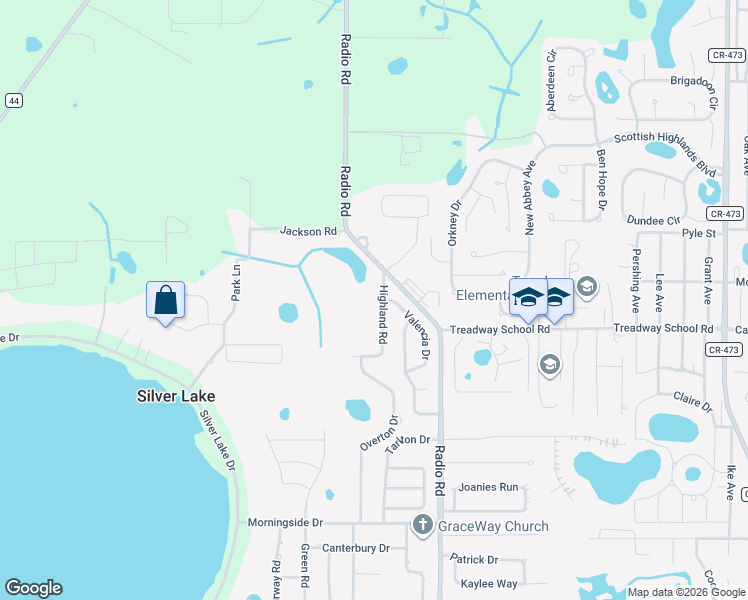 map of restaurants, bars, coffee shops, grocery stores, and more near 34011 Highland Road in Leesburg