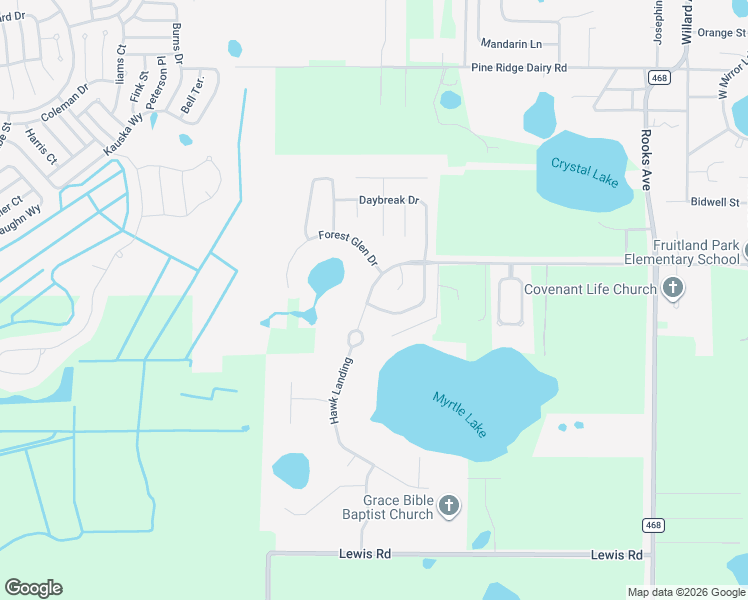 map of restaurants, bars, coffee shops, grocery stores, and more near 1125 Myrtle Lake View Drive in Fruitland Park