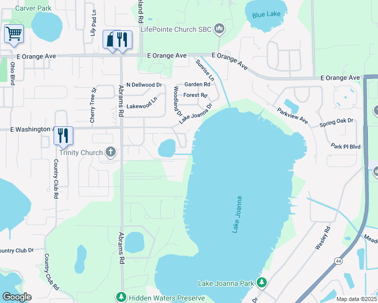map of restaurants, bars, coffee shops, grocery stores, and more near 755 Sunrise Drive in Eustis