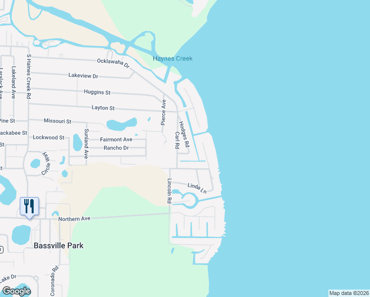 map of restaurants, bars, coffee shops, grocery stores, and more near 34125 Carl Road in Leesburg