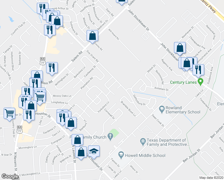 map of restaurants, bars, coffee shops, grocery stores, and more near 502 Versailles Street in Victoria