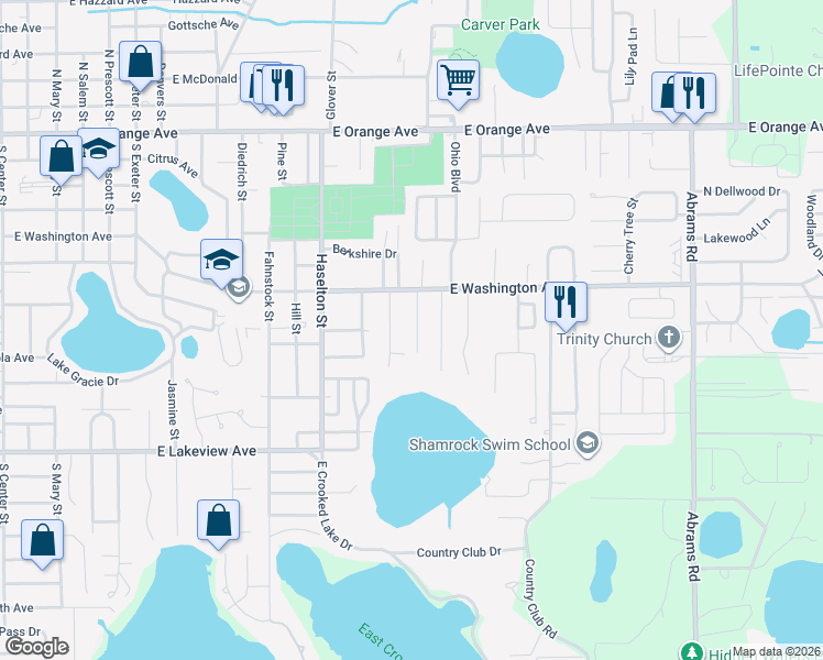 map of restaurants, bars, coffee shops, grocery stores, and more near 697 Jefferis Court in Eustis